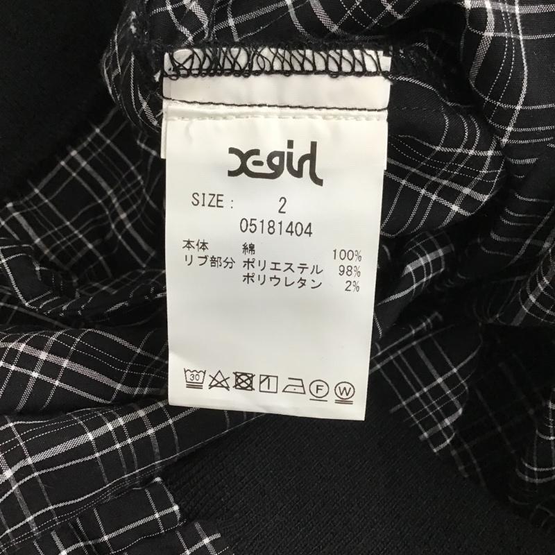 エックスガール X-girl カットソー 長袖 長袖カットソー プルオーバー 総柄シャツ カラージャケット ビックシルエットシャツ 2 総柄 白 / ホワイト / X 黒 / ブラック /  レディース USED 古着 中古 10098526