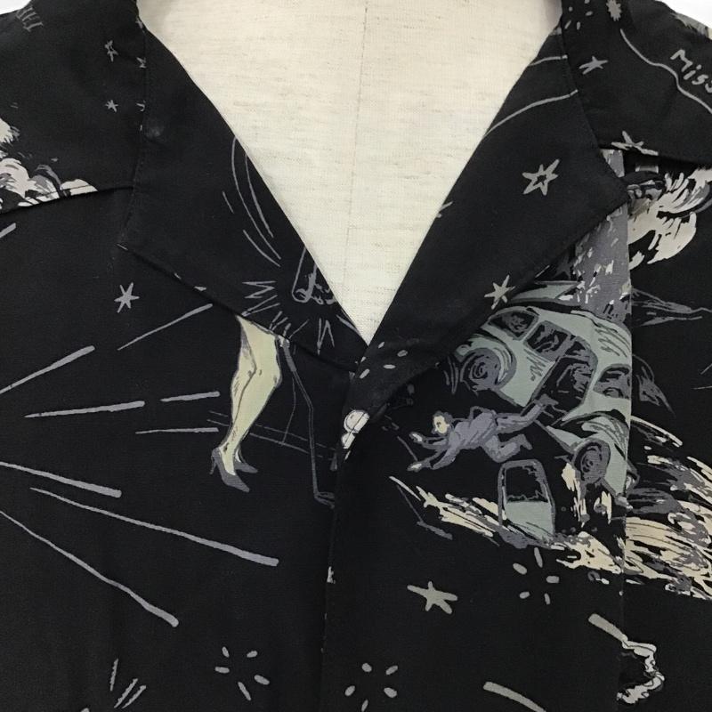 ポータークラシック Porter Classic シャツ、ブラウス 半袖 レーヨン アロハシャツ 開襟 オープンカラー L 総柄 黒 / ブラック /  メンズ USED 古着 中古 10098540