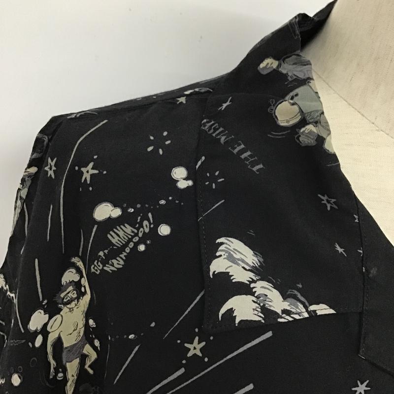 ポータークラシック Porter Classic シャツ、ブラウス 半袖 レーヨン アロハシャツ 開襟 オープンカラー L 総柄 黒 / ブラック /  メンズ USED 古着 中古 10098540