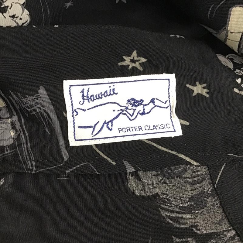 ポータークラシック Porter Classic シャツ、ブラウス 半袖 レーヨン アロハシャツ 開襟 オープンカラー L 総柄 黒 / ブラック /  メンズ USED 古着 中古 10098540