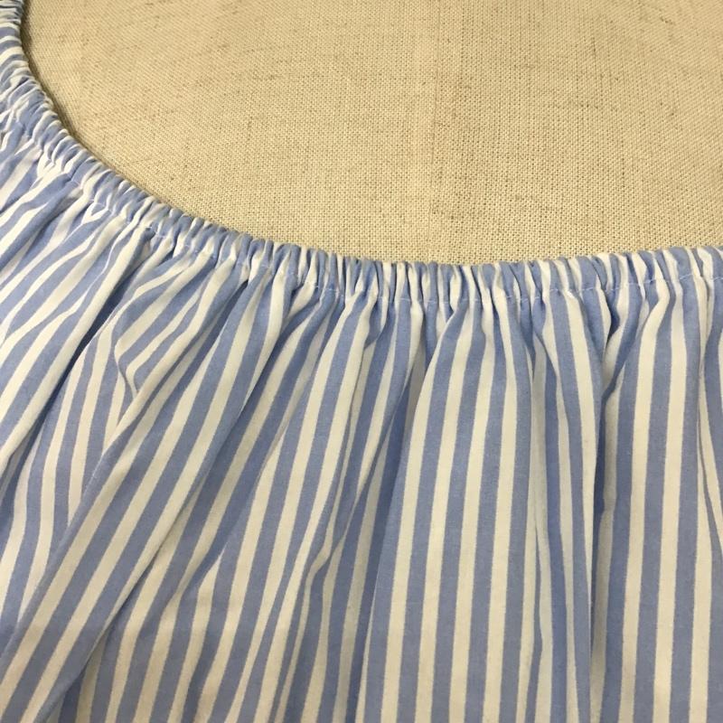 ザラベーシック ZARA BASIC カットソー 半袖 2567 572 403 オフショルダー タグ付き L ストライプ 白 / ホワイト / X 水色 / ライトブルー /  レディース USED 古着 中古 10098759