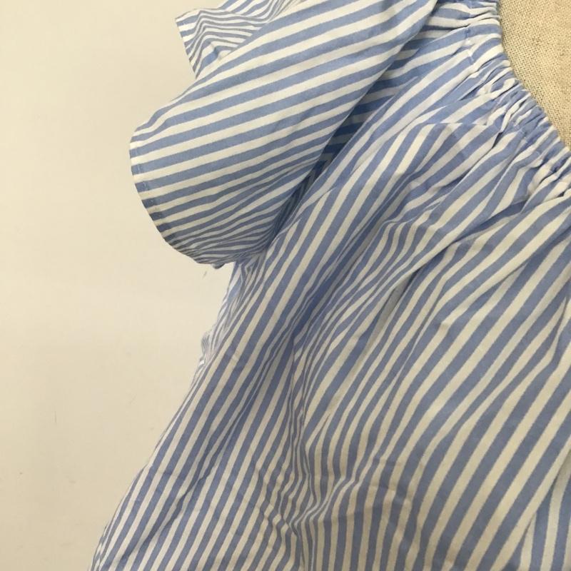 ザラベーシック ZARA BASIC カットソー 半袖 2567 572 403 オフショルダー タグ付き L ストライプ 白 / ホワイト / X 水色 / ライトブルー /  レディース USED 古着 中古 10098759