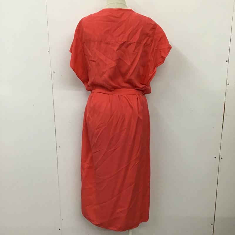 ザラベーシック ZARA BASIC ワンピース ひざ丈スカート 5796 022 679 スキッパー サイドスリット L 無地 橙 / オレンジ /  レディース USED 古着 中古 10098852