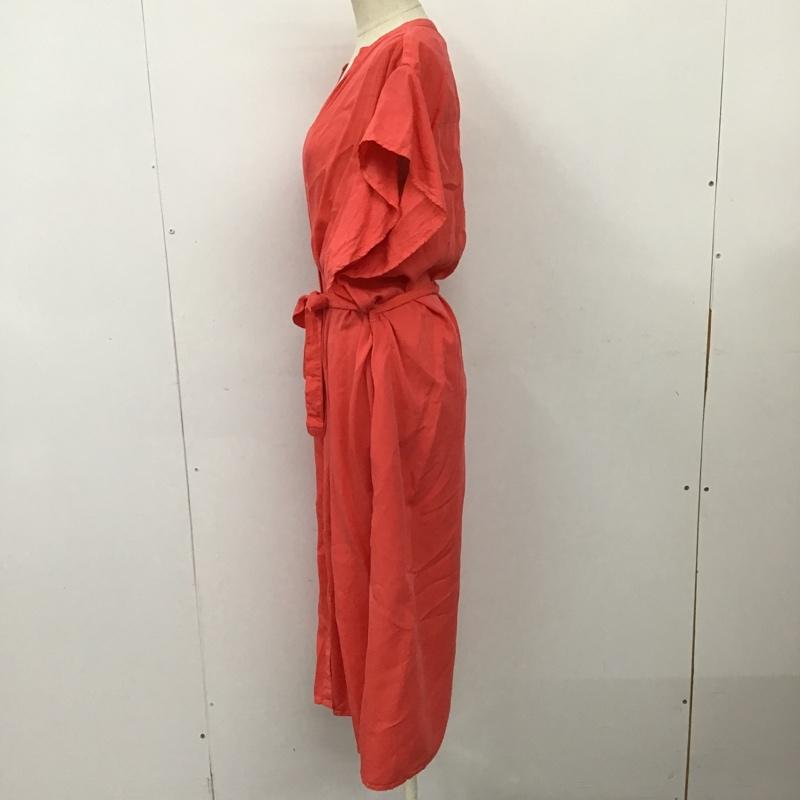 ザラベーシック ZARA BASIC ワンピース ひざ丈スカート 5796 022 679 スキッパー サイドスリット L 無地 橙 / オレンジ /  レディース USED 古着 中古 10098852