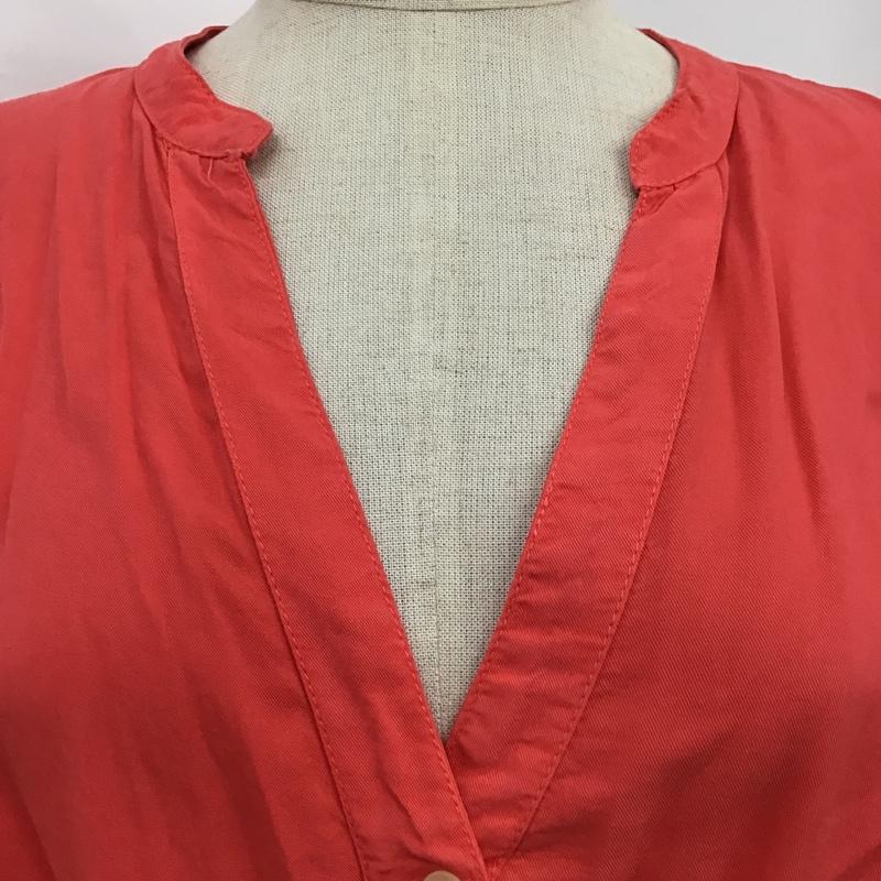 ザラベーシック ZARA BASIC ワンピース ひざ丈スカート 5796 022 679 スキッパー サイドスリット L 無地 橙 / オレンジ /  レディース USED 古着 中古 10098852