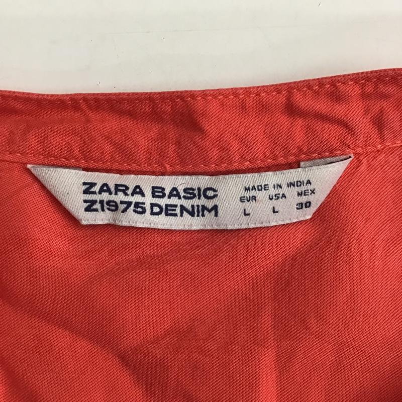 ザラベーシック ZARA BASIC ワンピース ひざ丈スカート 5796 022 679 スキッパー サイドスリット L 無地 橙 / オレンジ /  レディース USED 古着 中古 10098852