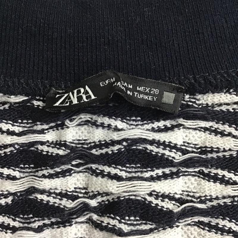 ザラ ZARA カットソー 半袖 5039 454 044 ジャガード スキッパー M 総柄 白 / ホワイト / X 紺 / ネイビー /  レディース USED 古着 中古 10098857