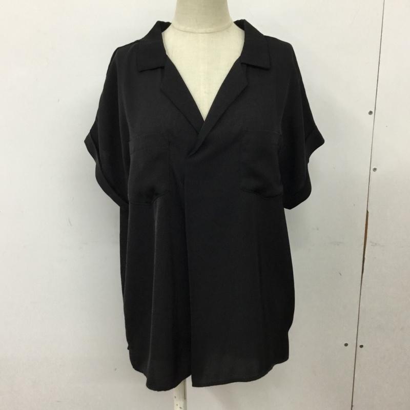 オペークドットクリップ OPAQUE.CLIP カットソー 半袖 637-84065 オープンカラーシャツ プルオーバー M 無地 黒 / ブラック /  レディース USED 古着 中古 10098877