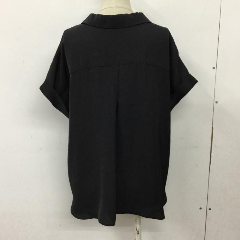 オペークドットクリップ OPAQUE.CLIP カットソー 半袖 637-84065 オープンカラーシャツ プルオーバー M 無地 黒 / ブラック /  レディース USED 古着 中古 10098877