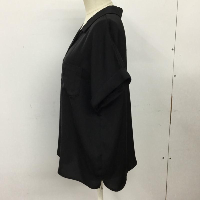 オペークドットクリップ OPAQUE.CLIP カットソー 半袖 637-84065 オープンカラーシャツ プルオーバー M 無地 黒 / ブラック /  レディース USED 古着 中古 10098877