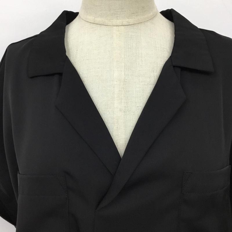 オペークドットクリップ OPAQUE.CLIP カットソー 半袖 637-84065 オープンカラーシャツ プルオーバー M 無地 黒 / ブラック /  レディース USED 古着 中古 10098877