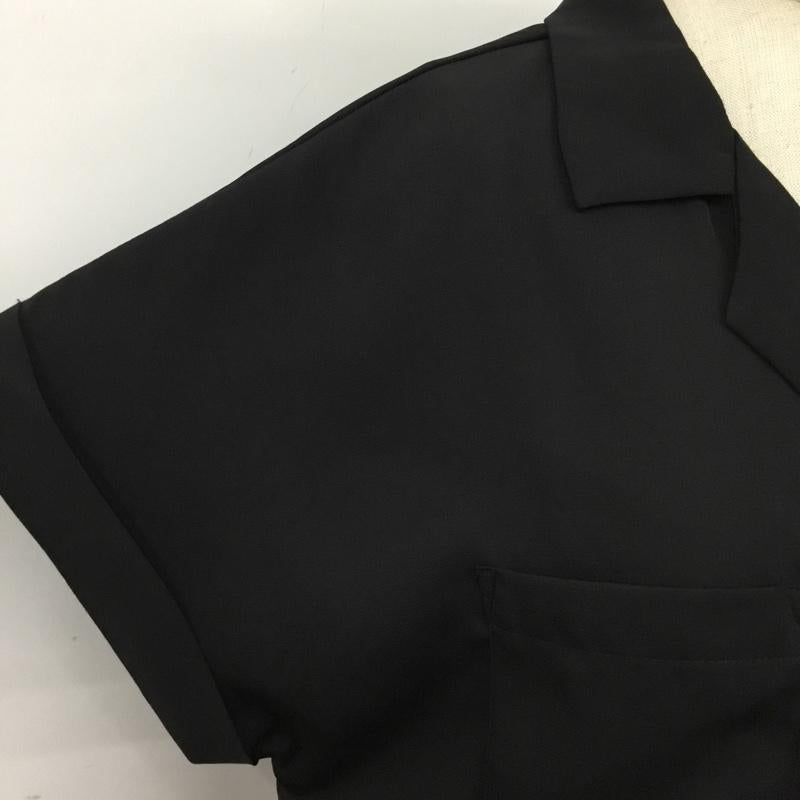 オペークドットクリップ OPAQUE.CLIP カットソー 半袖 637-84065 オープンカラーシャツ プルオーバー M 無地 黒 / ブラック /  レディース USED 古着 中古 10098877