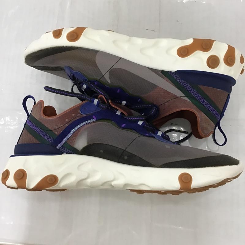 ナイキ NIKE スニーカー スニーカー AQ1090-200 REACT ELEMENT 87 28cm 28.0cm ロゴ、文字 白 / ホワイト / X 灰 / グレー / X 青 / ブルー / X 茶 / ブラウン /  メンズ USED 古着 中古 10099033