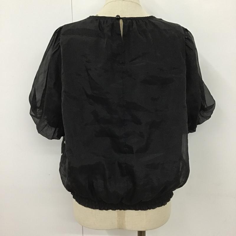 エヘカソポ ehka sopo カットソー 半袖 TYT-1710113 半袖カットソー 花柄カットソー パフスリーブカットソー ショート丈カットソー FREE 花柄 黒 / ブラック /  レディース USED 古着 中古 10099082