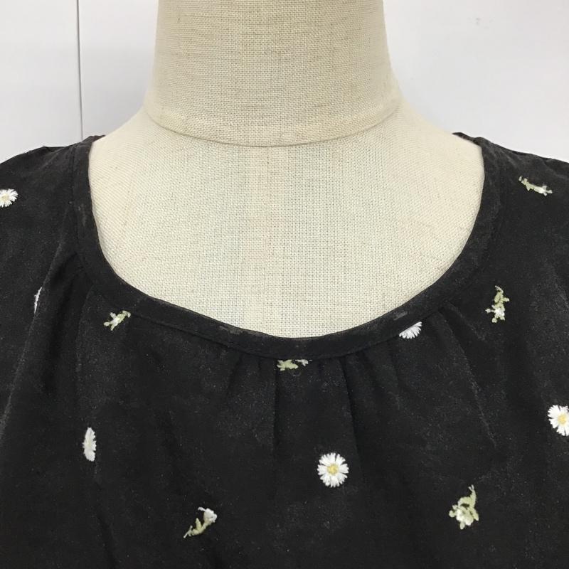 エヘカソポ ehka sopo カットソー 半袖 TYT-1710113 半袖カットソー 花柄カットソー パフスリーブカットソー ショート丈カットソー FREE 花柄 黒 / ブラック /  レディース USED 古着 中古 10099082