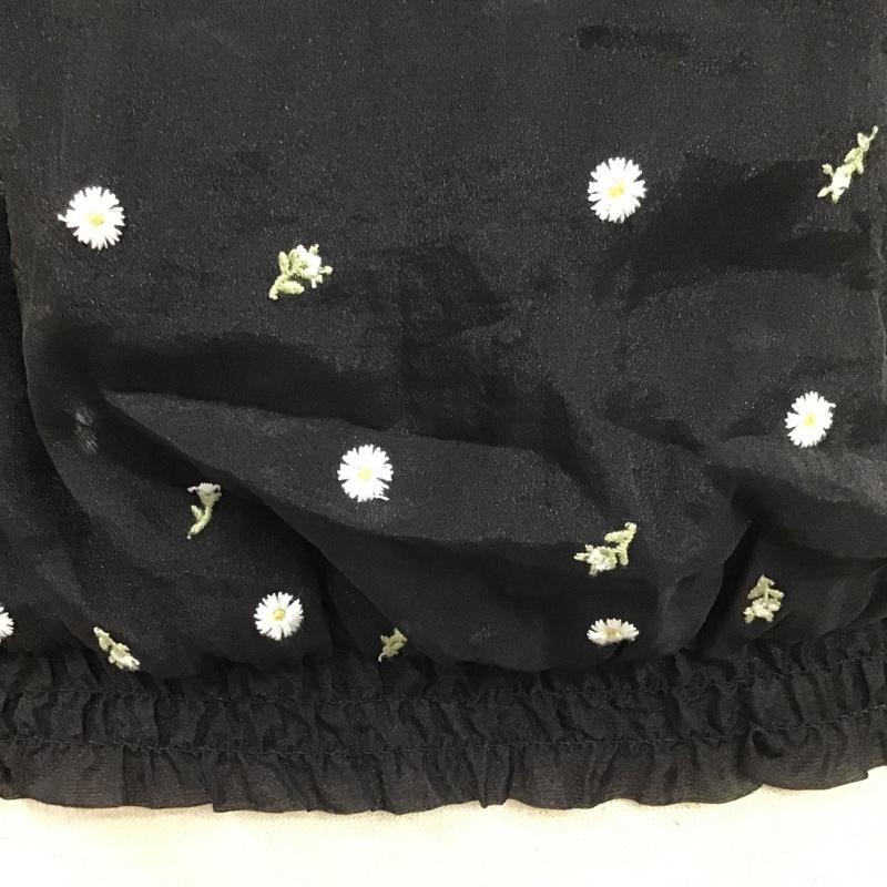 エヘカソポ ehka sopo カットソー 半袖 TYT-1710113 半袖カットソー 花柄カットソー パフスリーブカットソー ショート丈カットソー FREE 花柄 黒 / ブラック /  レディース USED 古着 中古 10099082