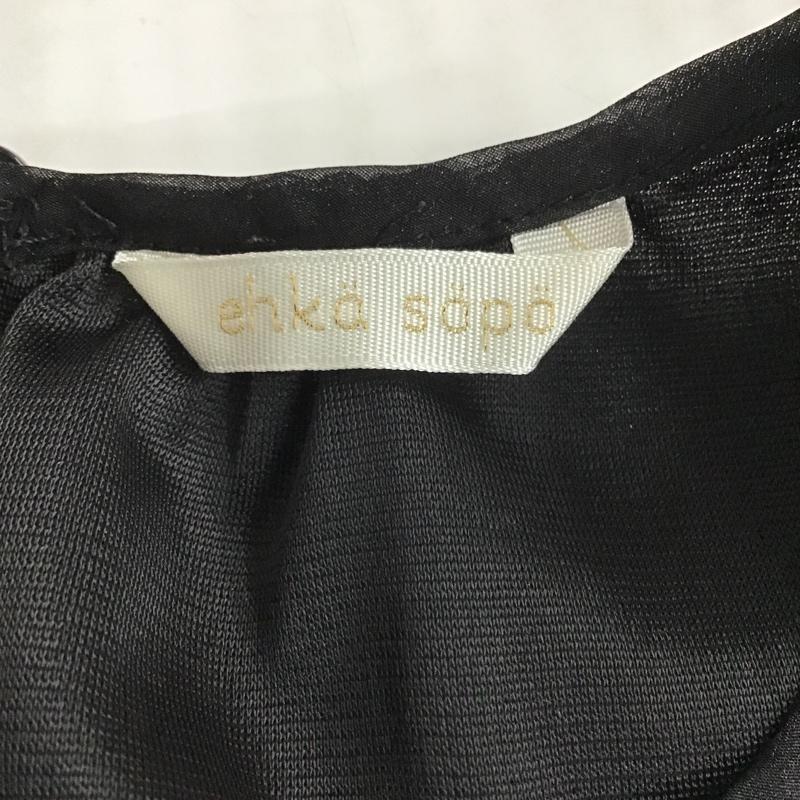 エヘカソポ ehka sopo カットソー 半袖 TYT-1710113 半袖カットソー 花柄カットソー パフスリーブカットソー ショート丈カットソー FREE 花柄 黒 / ブラック /  レディース USED 古着 中古 10099082