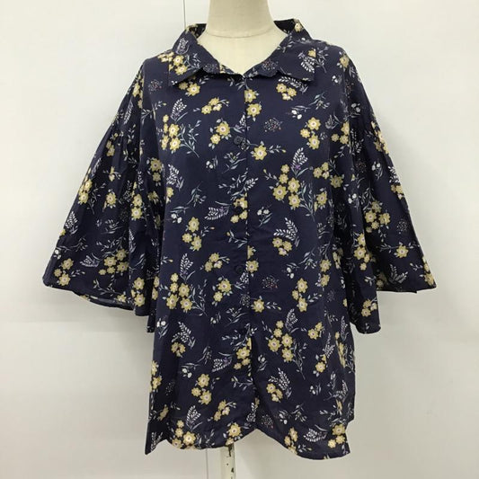 ダズリン dazzlin シャツ、ブラウス 半袖 021740401201 フレアスリーブシャツ 半袖シャツ 花柄総柄シャツ カラーシャツ FREE 総柄 X 花柄 紺 / ネイビー /  レディース USED 古着 中古 10099083