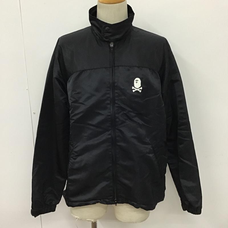 アベイシングエイプ A BATHING APE ジャケット、上着 ジャンパー、ブルゾン ジップアップジャケット ナイロンジャケット カジュアルジャケット タートルネック L ロゴ、文字 黒 / ブラック /  メンズ USED 古着 中古 10099120