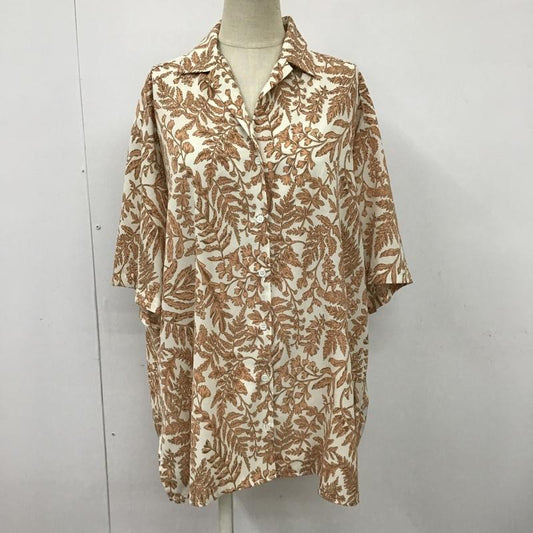 オペークドットクリップ OPAQUE.CLIP シャツ、ブラウス 半袖 637-84075 リーフプリントオープンカラーシャツ 半袖シャツ 総柄 カラーシャツ 38 総柄 白 / ホワイト / X 橙 / オレンジ /  レディース USED 古着 中古 10099141