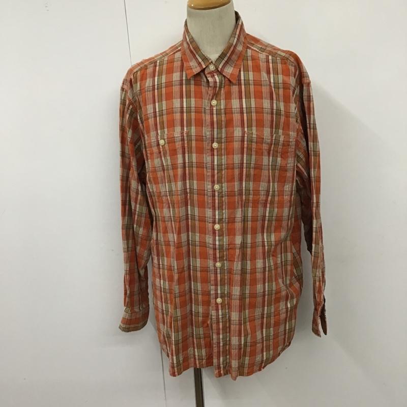 ポロスポーツラルフローレン POLOSPORT シャツ、ブラウス 長袖 コットン LL チェック 橙 / オレンジ / X 白 / ホワイト / X 黒 / ブラック / X 赤 / レッド / X 水色 / ライトブルー /  メンズ USED 古着 中古 10099149