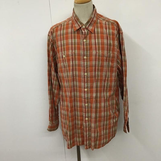 ポロスポーツラルフローレン POLOSPORT シャツ、ブラウス 長袖 コットン LL チェック 橙 / オレンジ / X 白 / ホワイト / X 黒 / ブラック / X 赤 / レッド / X 水色 / ライトブルー /  メンズ USED 古着 中古 10099149