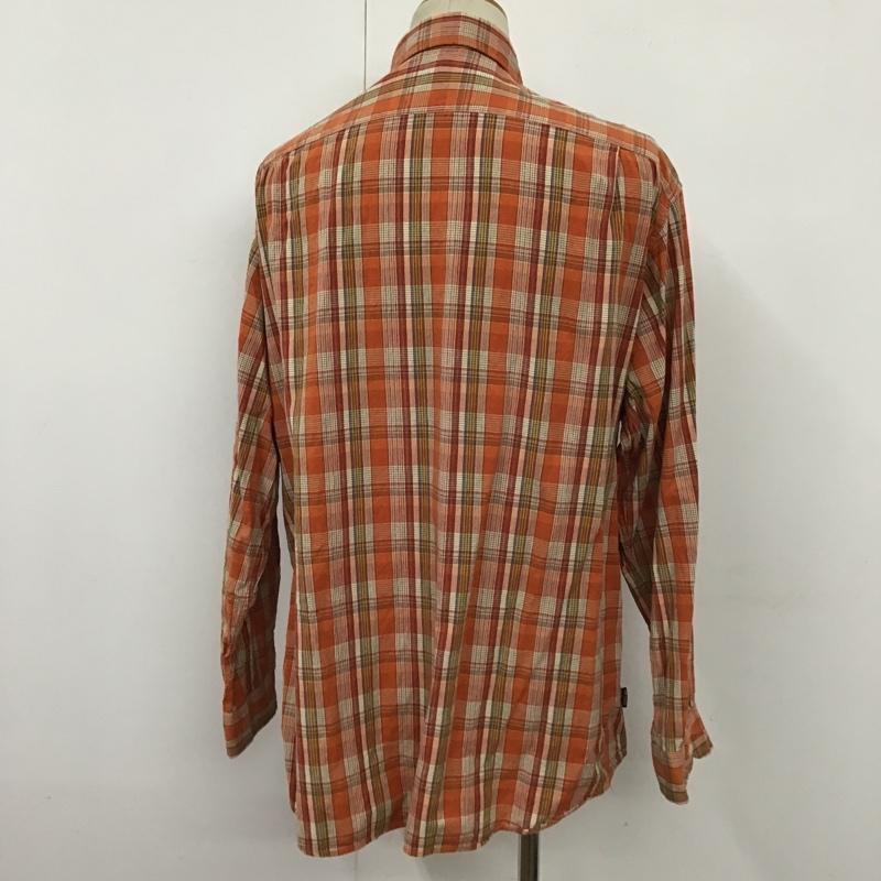 ポロスポーツラルフローレン POLOSPORT シャツ、ブラウス 長袖 コットン LL チェック 橙 / オレンジ / X 白 / ホワイト / X 黒 / ブラック / X 赤 / レッド / X 水色 / ライトブルー /  メンズ USED 古着 中古 10099149