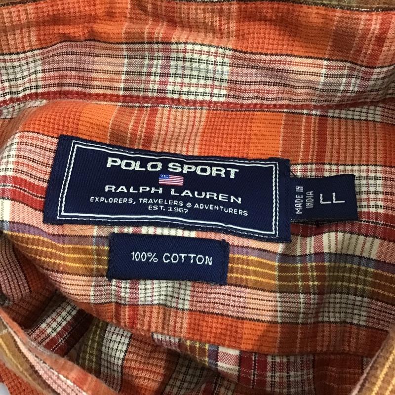 ポロスポーツラルフローレン POLOSPORT シャツ、ブラウス 長袖 コットン LL チェック 橙 / オレンジ / X 白 / ホワイト / X 黒 / ブラック / X 赤 / レッド / X 水色 / ライトブルー /  メンズ USED 古着 中古 10099149