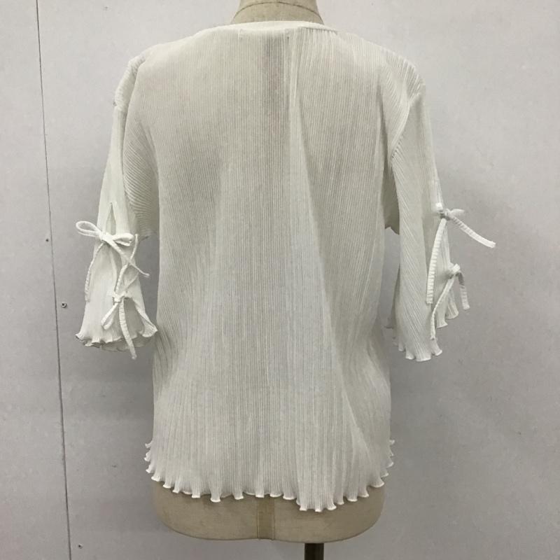 エヘカソポ ehka sopo カットソー 半袖 プリーツ天竺袖リボンプルオーバー 無地 白 / ホワイト /  レディース USED 古着 中古 10099184