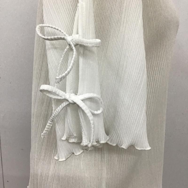 エヘカソポ ehka sopo カットソー 半袖 プリーツ天竺袖リボンプルオーバー 無地 白 / ホワイト /  レディース USED 古着 中古 10099184