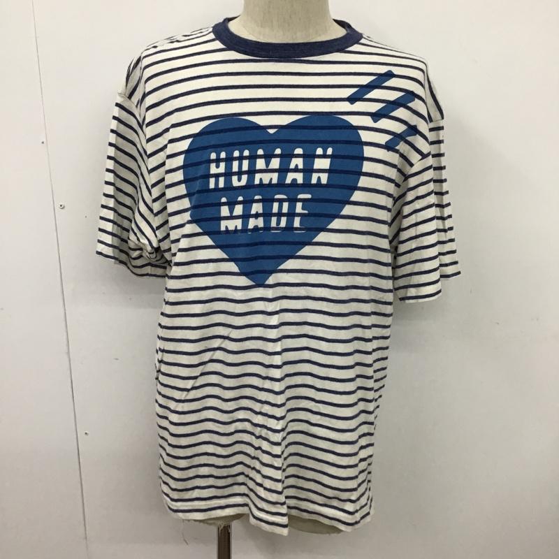 ヒューマンメード HUMAN MADE Tシャツ 半袖 ボーダー ハート XL ロゴ、文字 白 / ホワイト / X 青 / ブルー /  メンズ USED 古着 中古 10099204