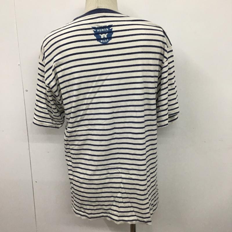 ヒューマンメード HUMAN MADE Tシャツ 半袖 ボーダー ハート XL ロゴ、文字 白 / ホワイト / X 青 / ブルー /  メンズ USED 古着 中古 10099204