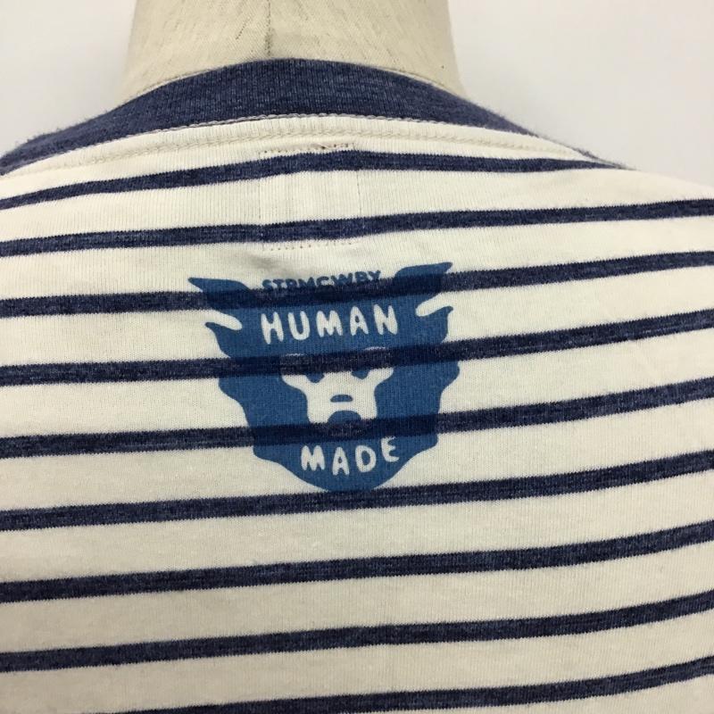ヒューマンメード HUMAN MADE Tシャツ 半袖 ボーダー ハート XL ロゴ、文字 白 / ホワイト / X 青 / ブルー /  メンズ USED 古着 中古 10099204
