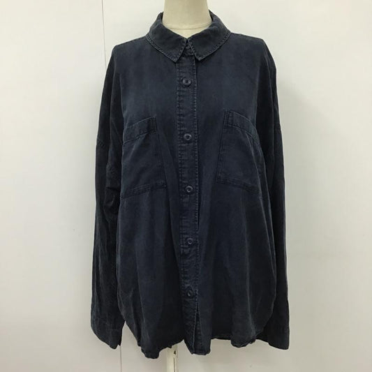 マウジー MOUSSY シャツ、ブラウス 長袖 0108SB30-1960 ワークシャツ バックプリント FREE ロゴ、文字 紺 / ネイビー /  レディース USED 古着 中古 10099333