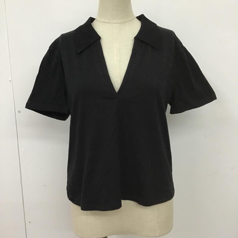 ザラ ZARA カットソー 半袖 7301 484 800 スキッパー S 無地 黒 / ブラック /  レディース USED 古着 中古 10099344