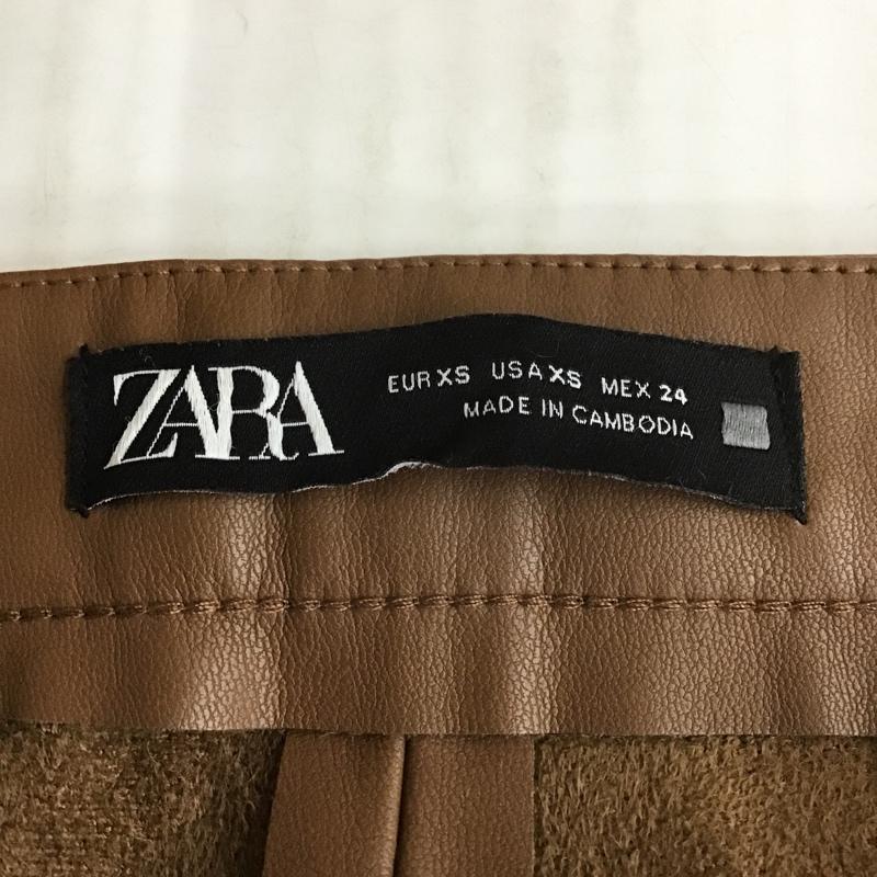 ザラ ZARA ボトムス ボトムス フェイクレザーパンツ ストレートパンツ スリムパンツ カジュアルパンツ ストレッチパンツ ジップアップパンツ XS 無地 キャメル / キャメル /  レディース USED 古着 中古 10099351