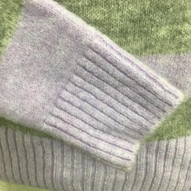 ザラ ZARA ニット、セーター 長袖 長袖ニット ボーダーニットカットソー Vネックセーター リブニットカットソー XS ボーダー柄 灰 / グレー / X 紫 / パープル /  レディース USED 古着 中古 10099359