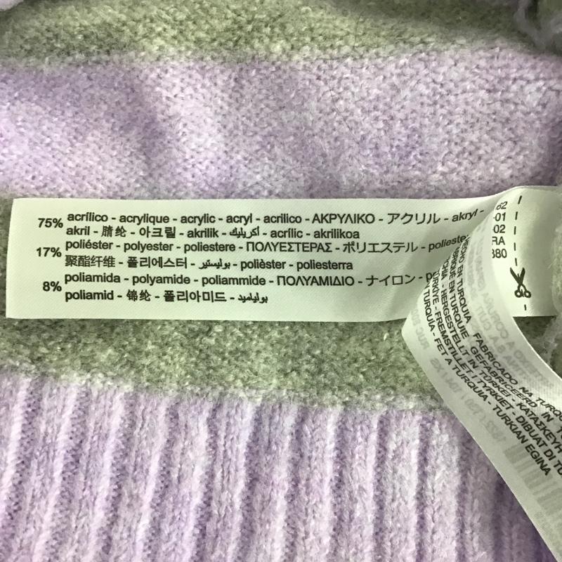 ザラ ZARA ニット、セーター 長袖 長袖ニット ボーダーニットカットソー Vネックセーター リブニットカットソー XS ボーダー柄 灰 / グレー / X 紫 / パープル /  レディース USED 古着 中古 10099359