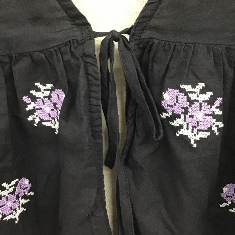 レイビームス Ray BEAMS カットソー 半袖 63-11-0237-509 花柄刺繍ブラウス 五分丈 フレア袖カットソー 花柄刺繍 FREE 総柄 X 花柄 黒 / ブラック /  レディース USED 古着 中古 10099364