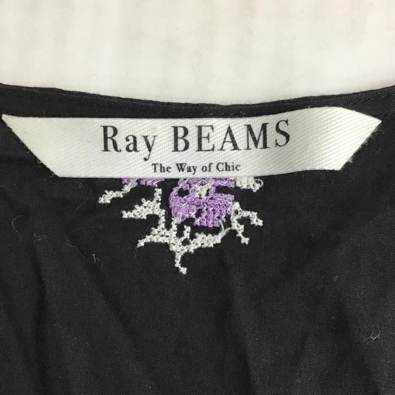 レイビームス Ray BEAMS カットソー 半袖 63-11-0237-509 花柄刺繍ブラウス 五分丈 フレア袖カットソー 花柄刺繍 FREE 総柄 X 花柄 黒 / ブラック /  レディース USED 古着 中古 10099364