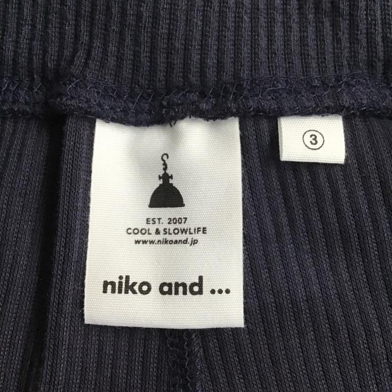 ニコアンド niko and... ボトムス ボトムス カジュアルパンツ リブニットパンツ ワイドパンツ ストレートパンツ 3 無地 紺 / ネイビー /  レディース USED 古着 中古 10099439