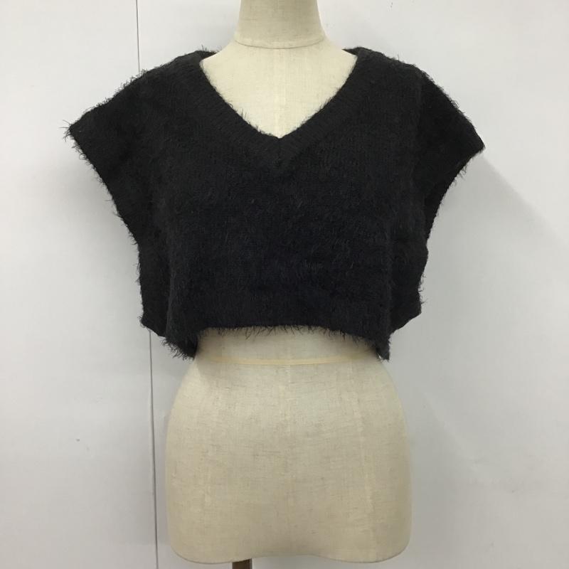 ヘザー Heather ニット、セーター 半袖 HE060506EM ショートニットベスト FREE 無地 黒 / ブラック /  レディース USED 古着 中古 10099471