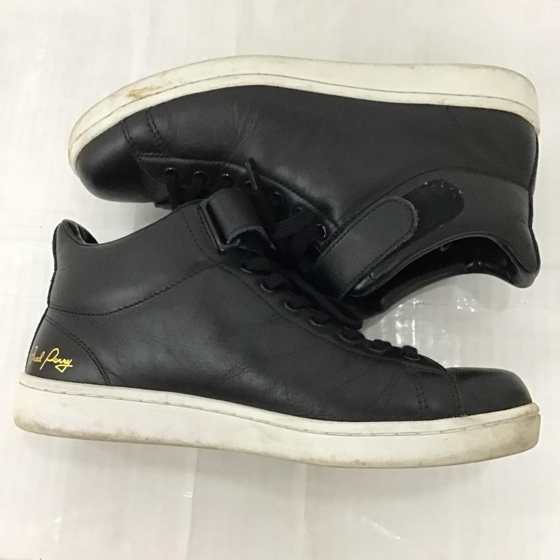 フレッドペリー FRED PERRY スニーカー スニーカー F-19739 レザー ミドルカット UK7 ワンポイント 黒 / ブラック /  メンズ USED 古着 中古 10099474