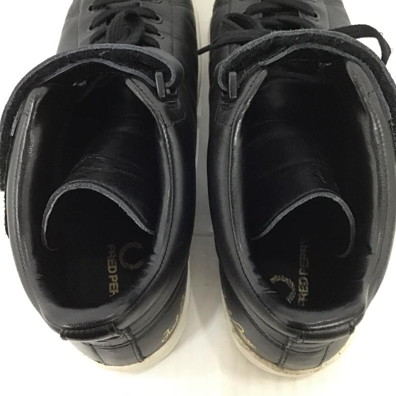 フレッドペリー FRED PERRY スニーカー スニーカー F-19739 レザー ミドルカット UK7 ワンポイント 黒 / ブラック /  メンズ USED 古着 中古 10099474