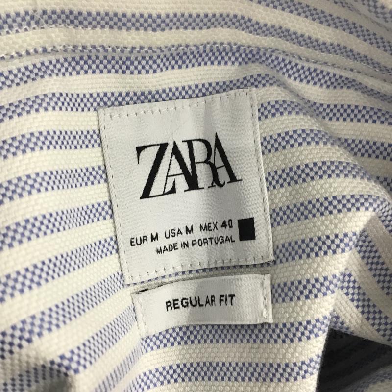 ザラ ZARA シャツ、ブラウス 長袖 長袖シャツ カジュアルシャツ カラーシャツ ボタンダウンシャツ ストライプシャツ M ストライプ 白 / ホワイト / X 水色 / ライトブルー /  メンズ USED 古着 中古 10099524