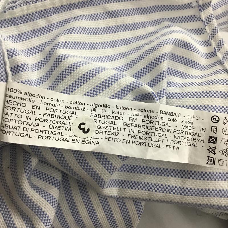 ザラ ZARA シャツ、ブラウス 長袖 長袖シャツ カジュアルシャツ カラーシャツ ボタンダウンシャツ ストライプシャツ M ストライプ 白 / ホワイト / X 水色 / ライトブルー /  メンズ USED 古着 中古 10099524