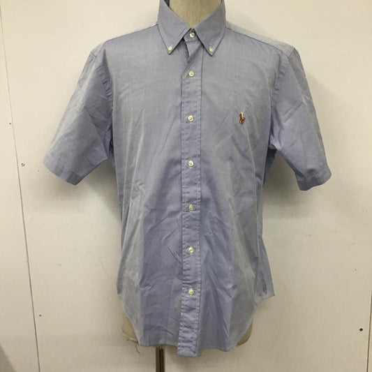 ラルフローレン RALPHLAUREN シャツ、ブラウス 半袖 半そでシャツ カジュアルシャツ ボタンダウンシャツ カラーシャツ L ロゴ、文字 X 刺繍 水色 / ライトブルー /  メンズ USED 古着 中古 10099525
