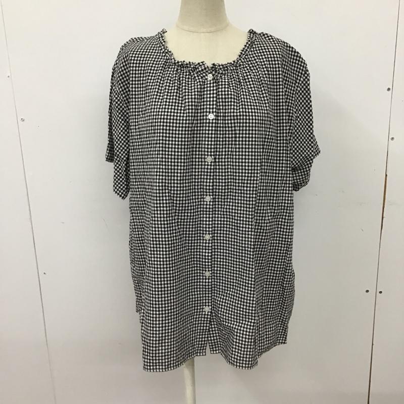 スタディオクリップ studio CLIP カットソー 半袖 SC214039-1 シングルガーゼアソートフリル襟ブラウス 3WAY 前後着 LL チェック 白 / ホワイト / X 黒 / ブラック /  レディース USED 古着 中古 10099606