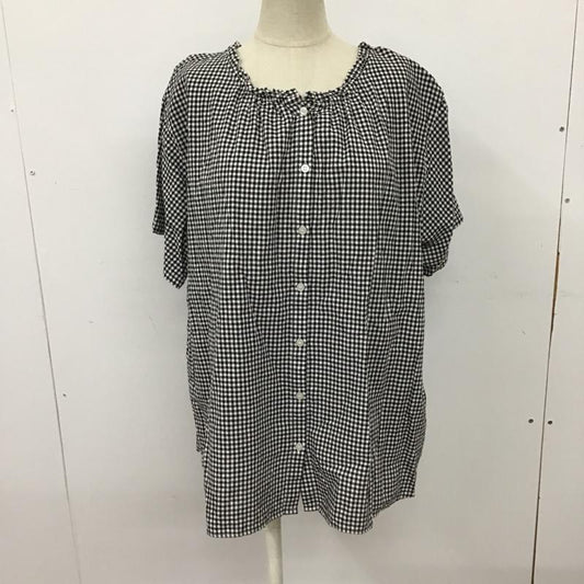 スタディオクリップ studio CLIP カットソー 半袖 SC214039-1 シングルガーゼアソートフリル襟ブラウス 3WAY 前後着 LL チェック 白 / ホワイト / X 黒 / ブラック /  レディース USED 古着 中古 10099606