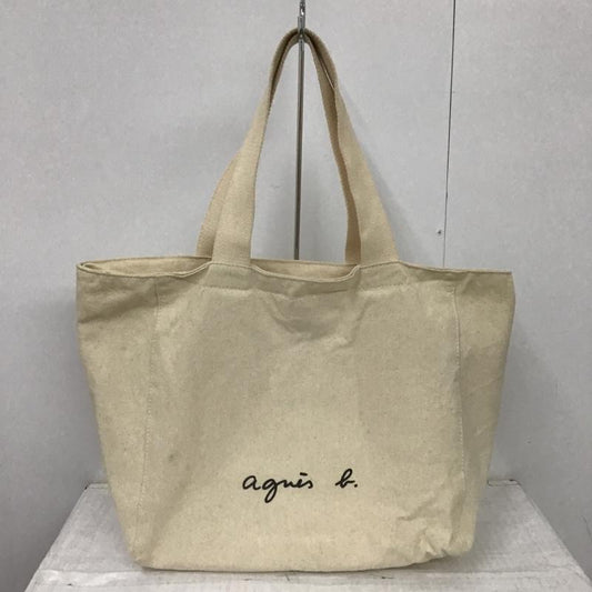 アニエス・ベー agnes b. トートバッグ トートバッグ キャンバス ロゴ、文字 アイボリー / アイボリー /  レディース USED 古着 中古 10099621